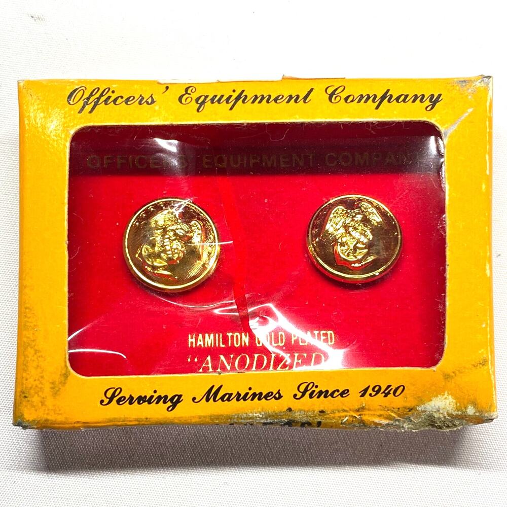 United States Marine Corp Officer Dress Blues Button Cover Gold Plate New In Box